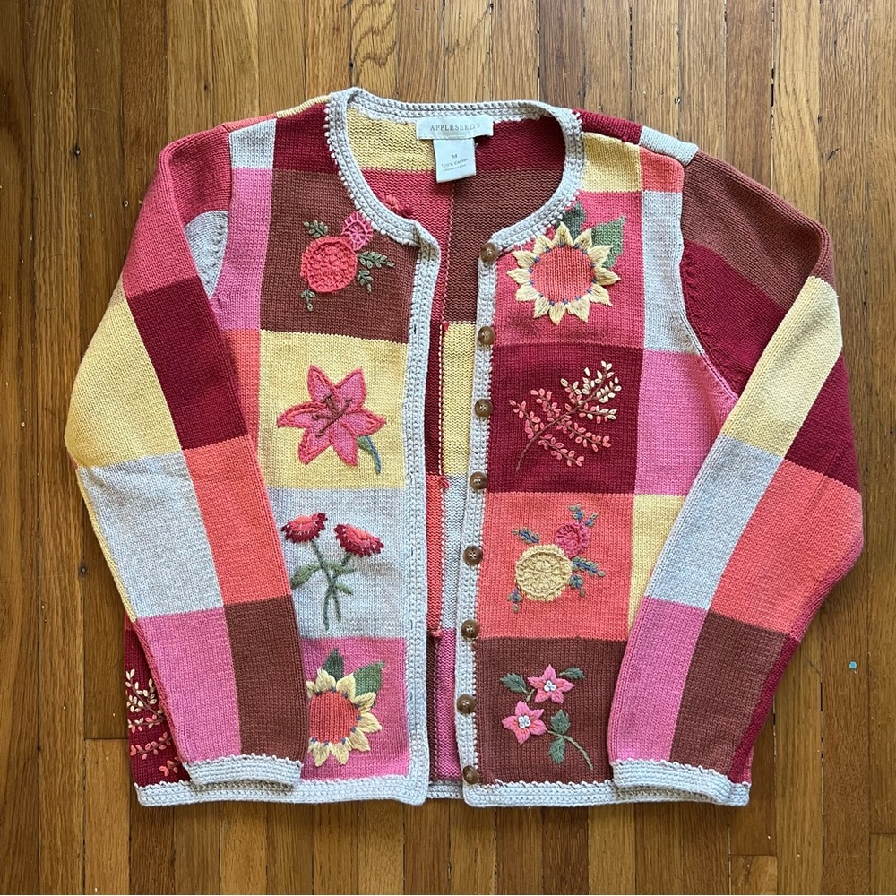 Vintage patchwork knit cardigan